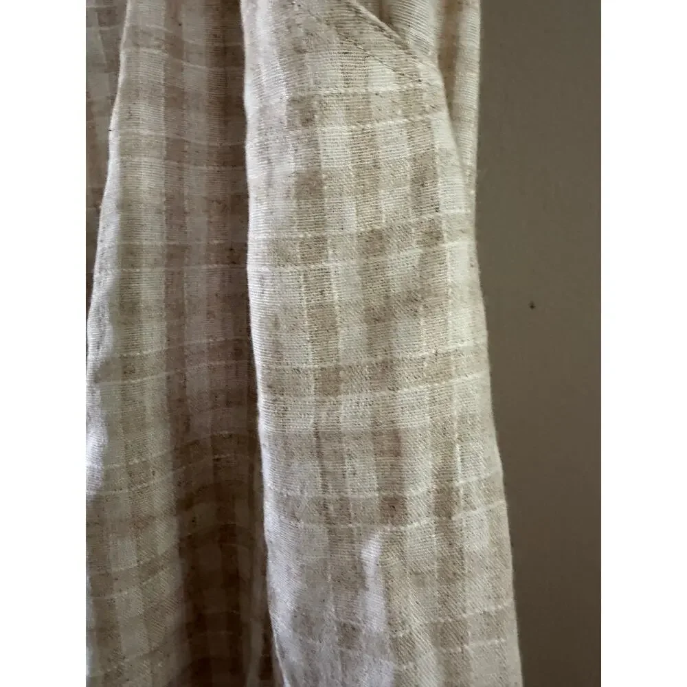NWT MAX STUDIO Maxi Plaid Gingham Linen Blend Long Skirt Cream/Tan SZ L - Picture 5 of 7
